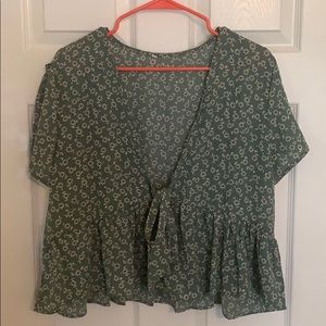 Floral Print Front Knot Top